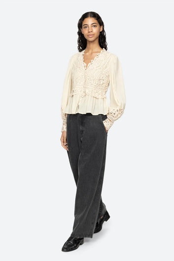 Sea New York Adelina Battenberg Lace Top in Cream