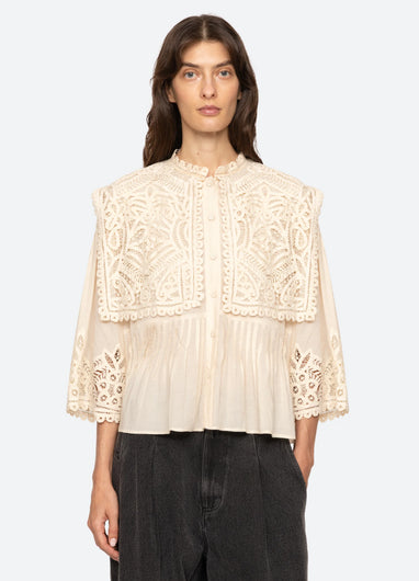 Sea New York Adelina Battenberg Lace Top in Cream