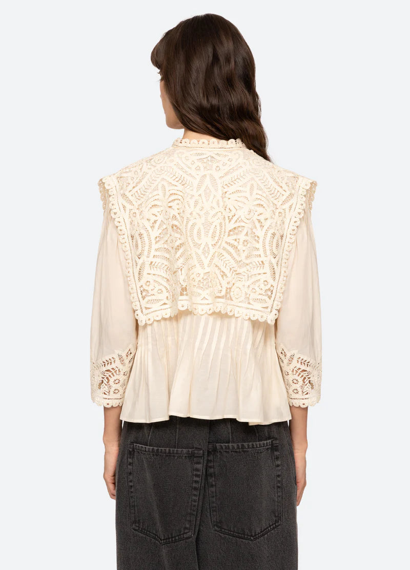 Sea New York Adelina Battenberg Lace Top in Cream