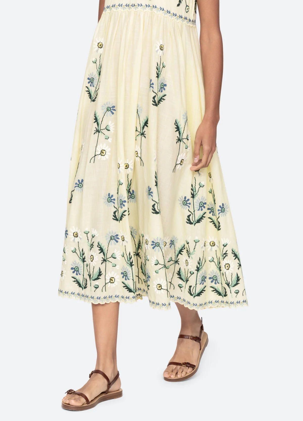 Sea New York Audra Emb Midi Dress in Butter