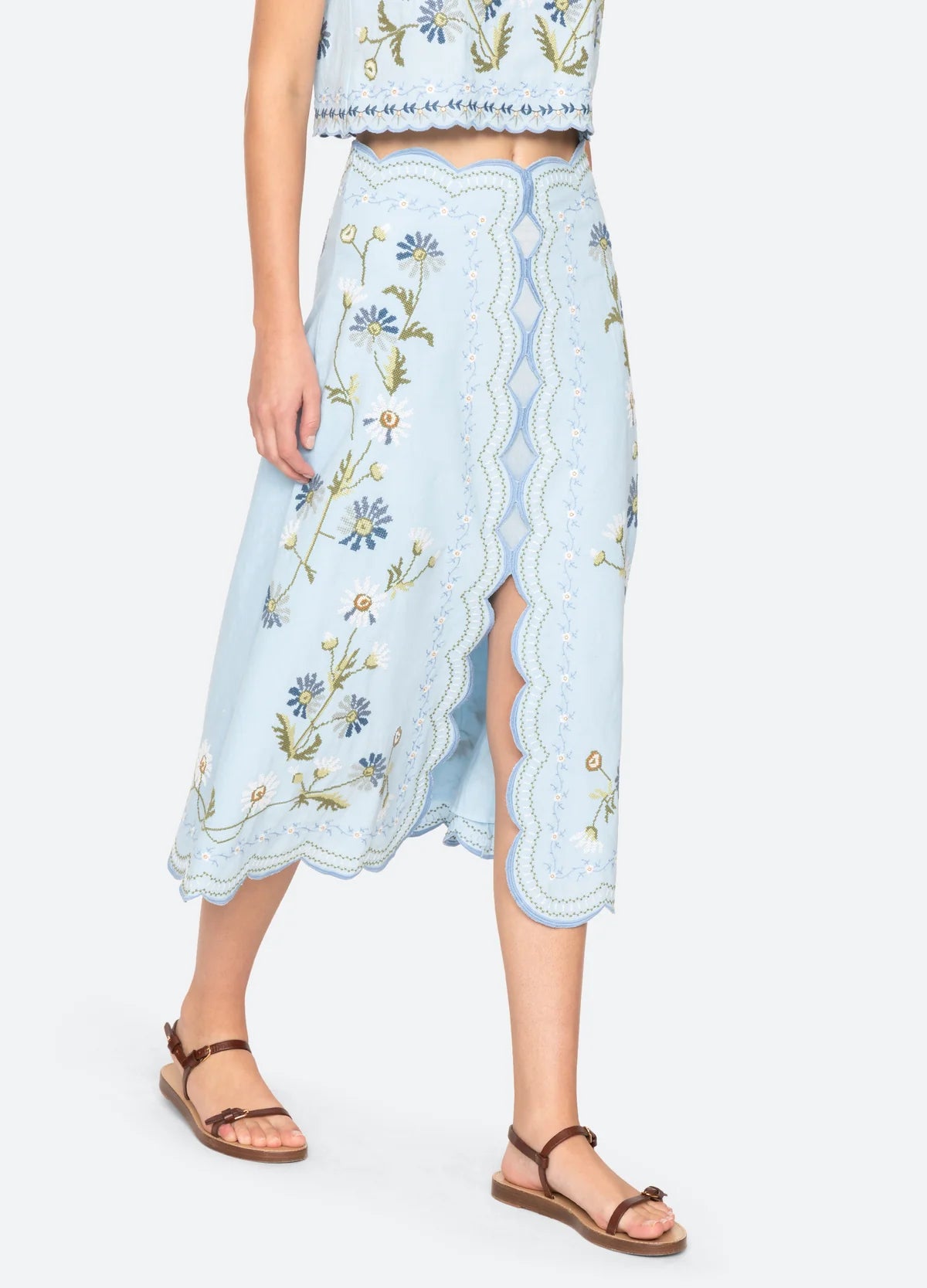 Sea New York Audra Emb Skirt in Blue