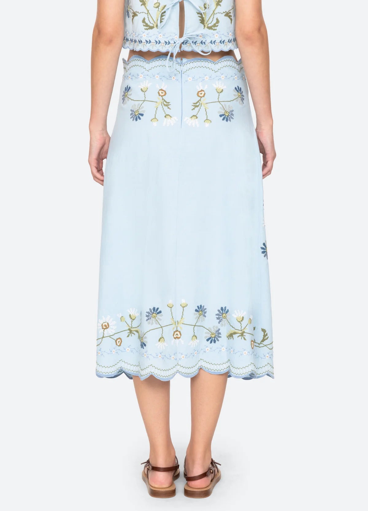 Sea New York Audra Emb Skirt in Blue