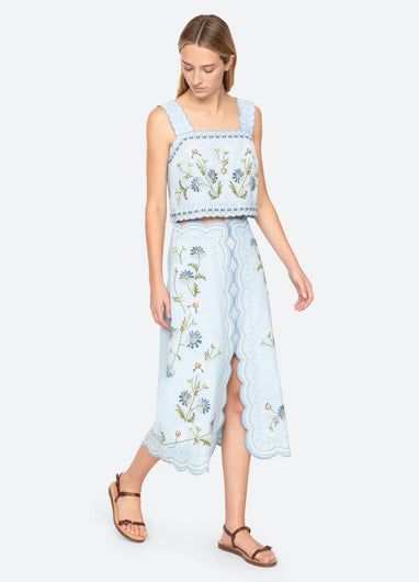 Sea New York Audra Emb Skirt in Blue