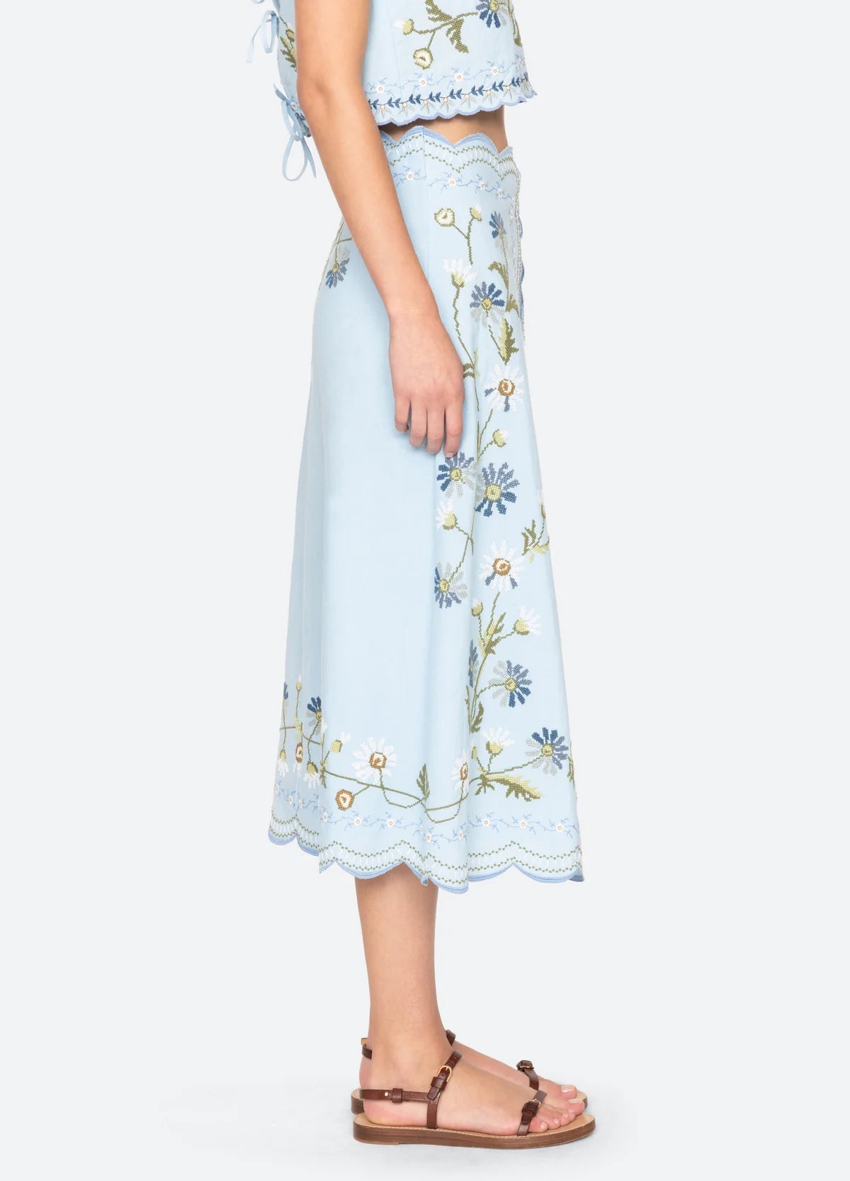 Sea New York Audra Emb Skirt in Blue