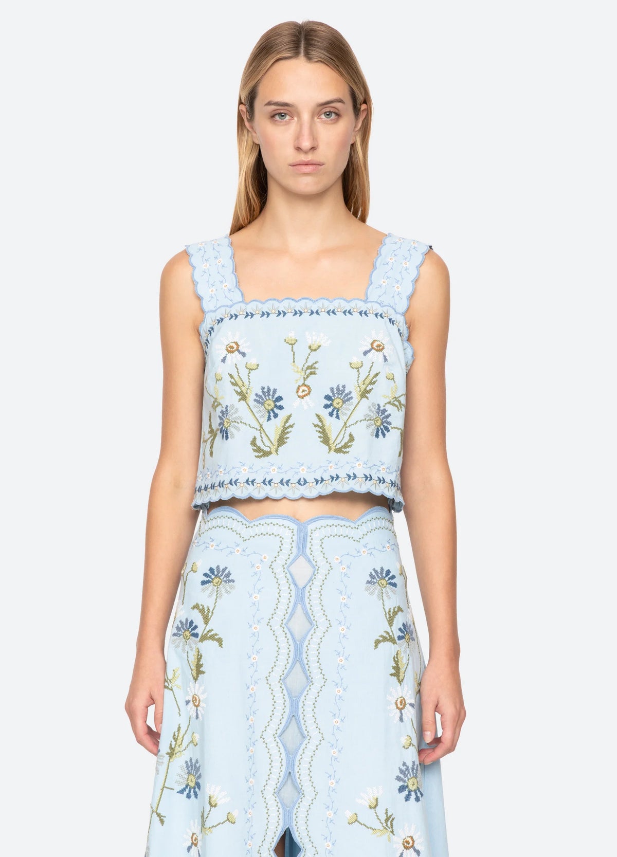 Sea New York Audra Emb Top in Blue