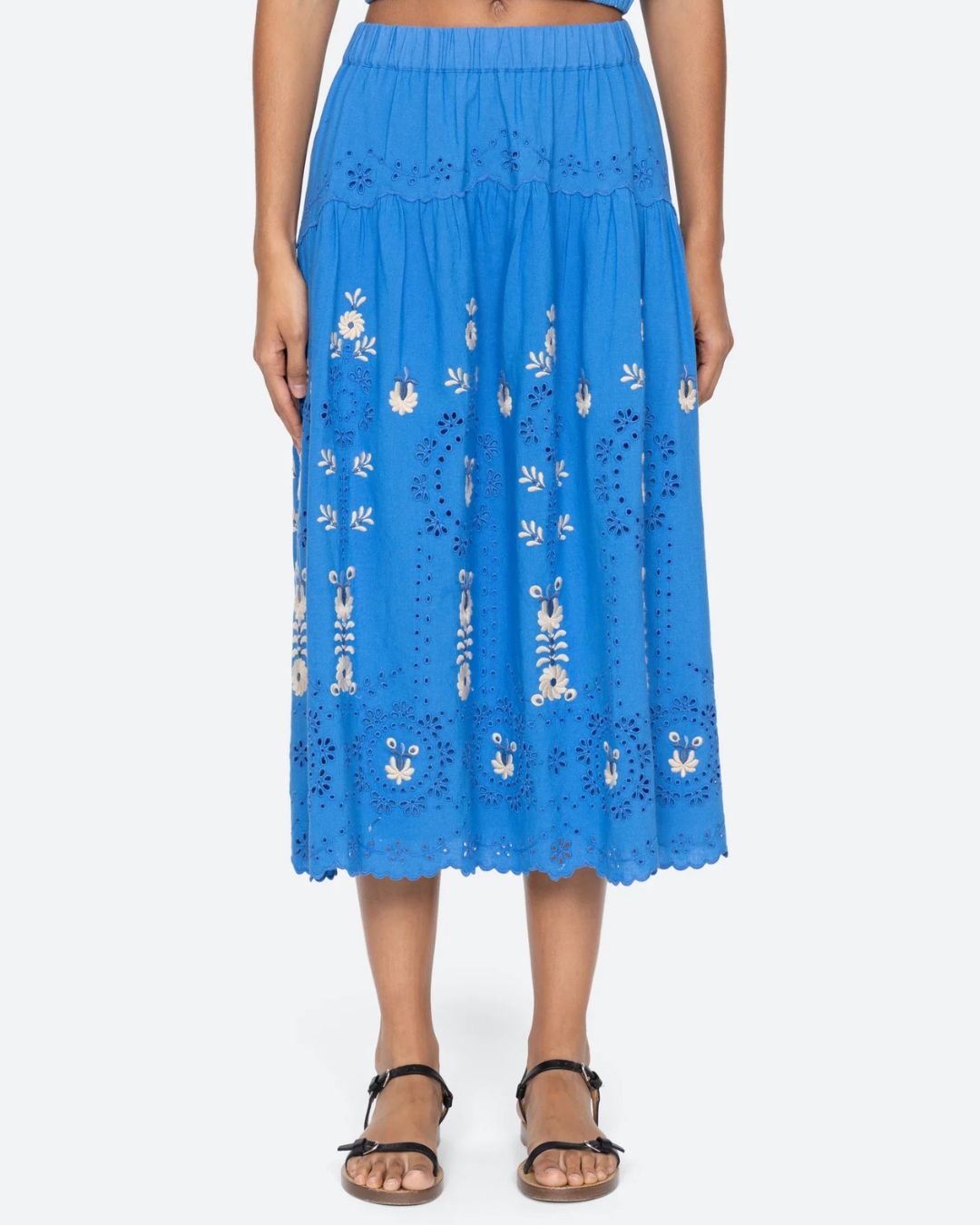Sea New York Catharina Emb Midi Skirt - Blue