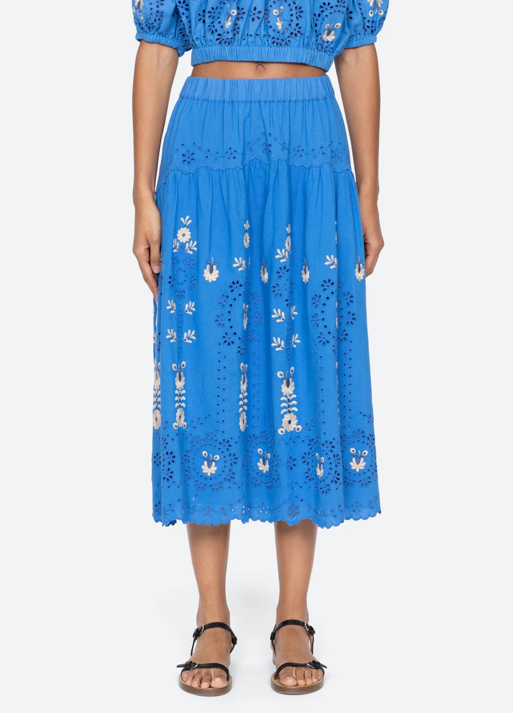 Sea New York Catharina Emb Midi Skirt - Blue