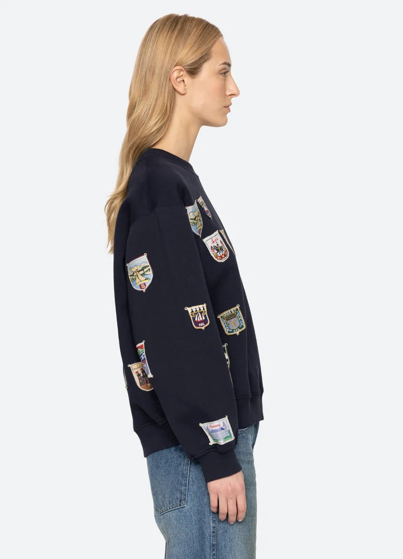 Sea New York Davis Patchwork Sweatshirt - Navy