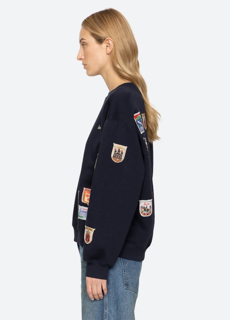 Sea New York Davis Patchwork Sweatshirt - Navy