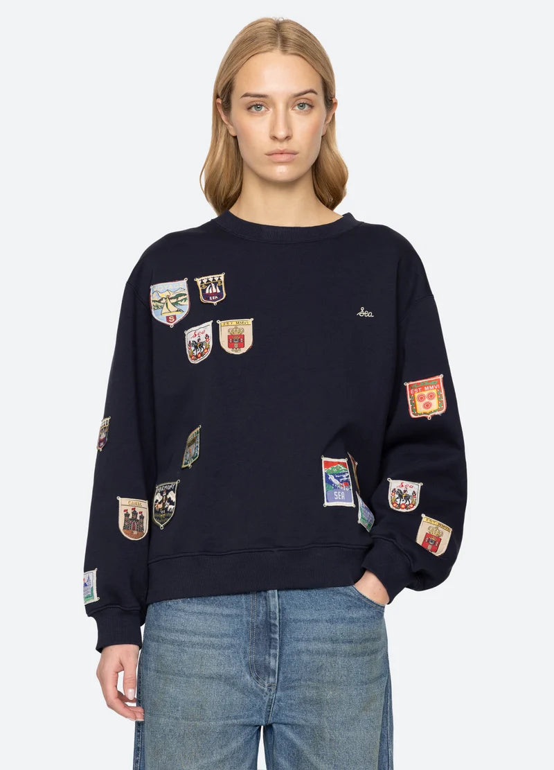 Sea New York Davis Patchwork Sweatshirt - Navy