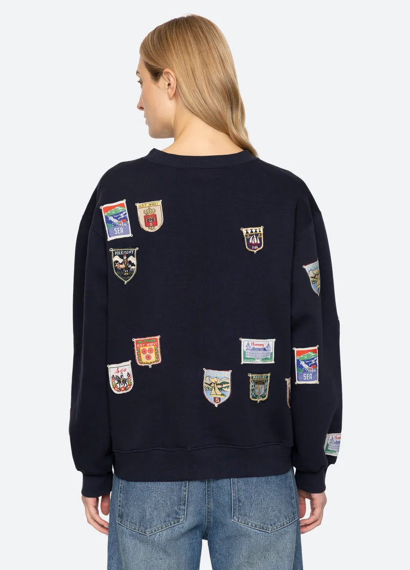 Sea New York Davis Patchwork Sweatshirt - Navy