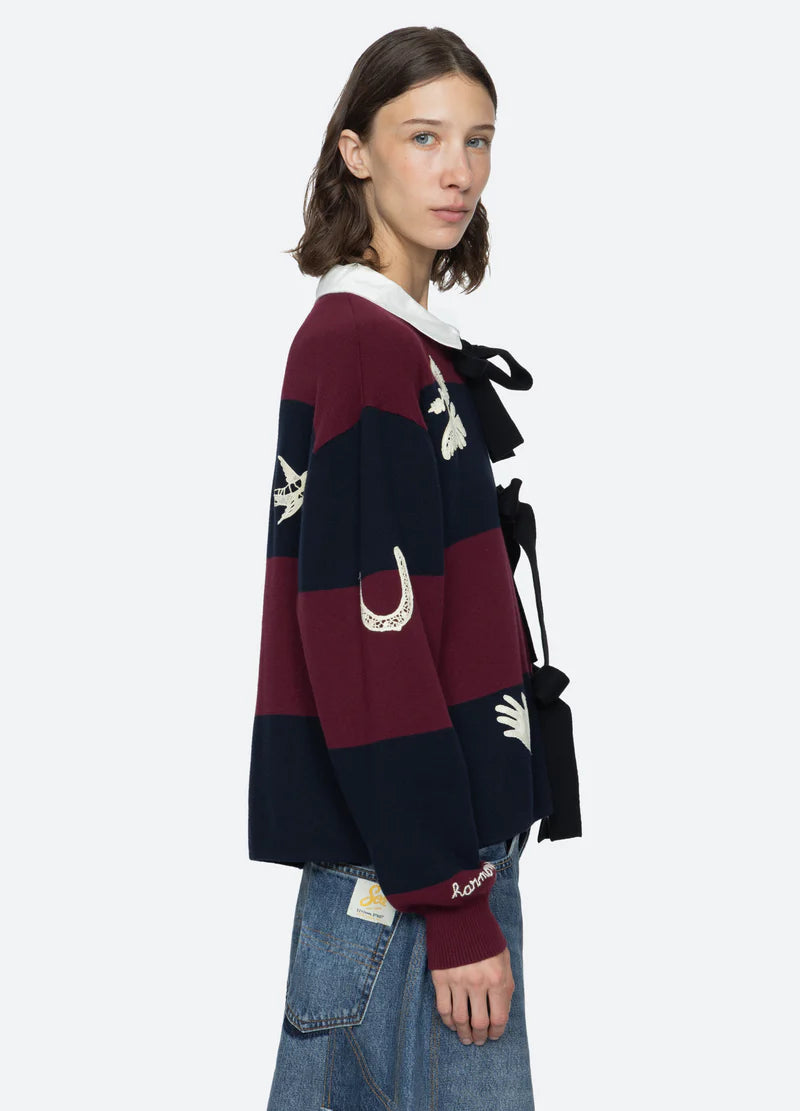 Sea New York Hester Solid Tie Front Cardi in Multi