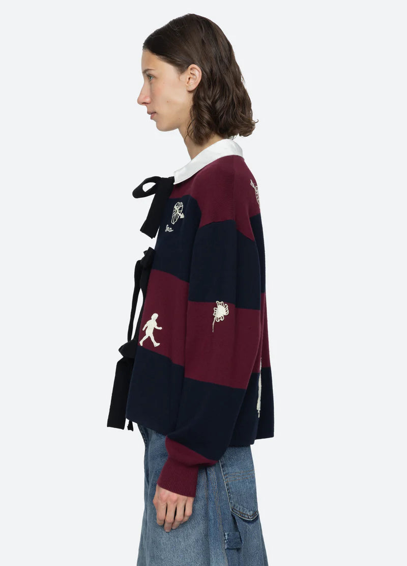 Sea New York Hester Solid Tie Front Cardi in Multi