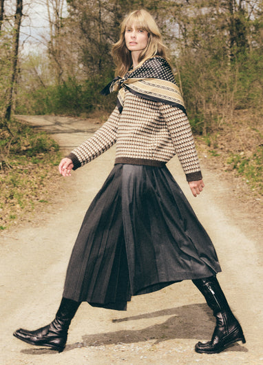 Sea New York Johanna Pinstripe Pleated Midi Skirt - Multi