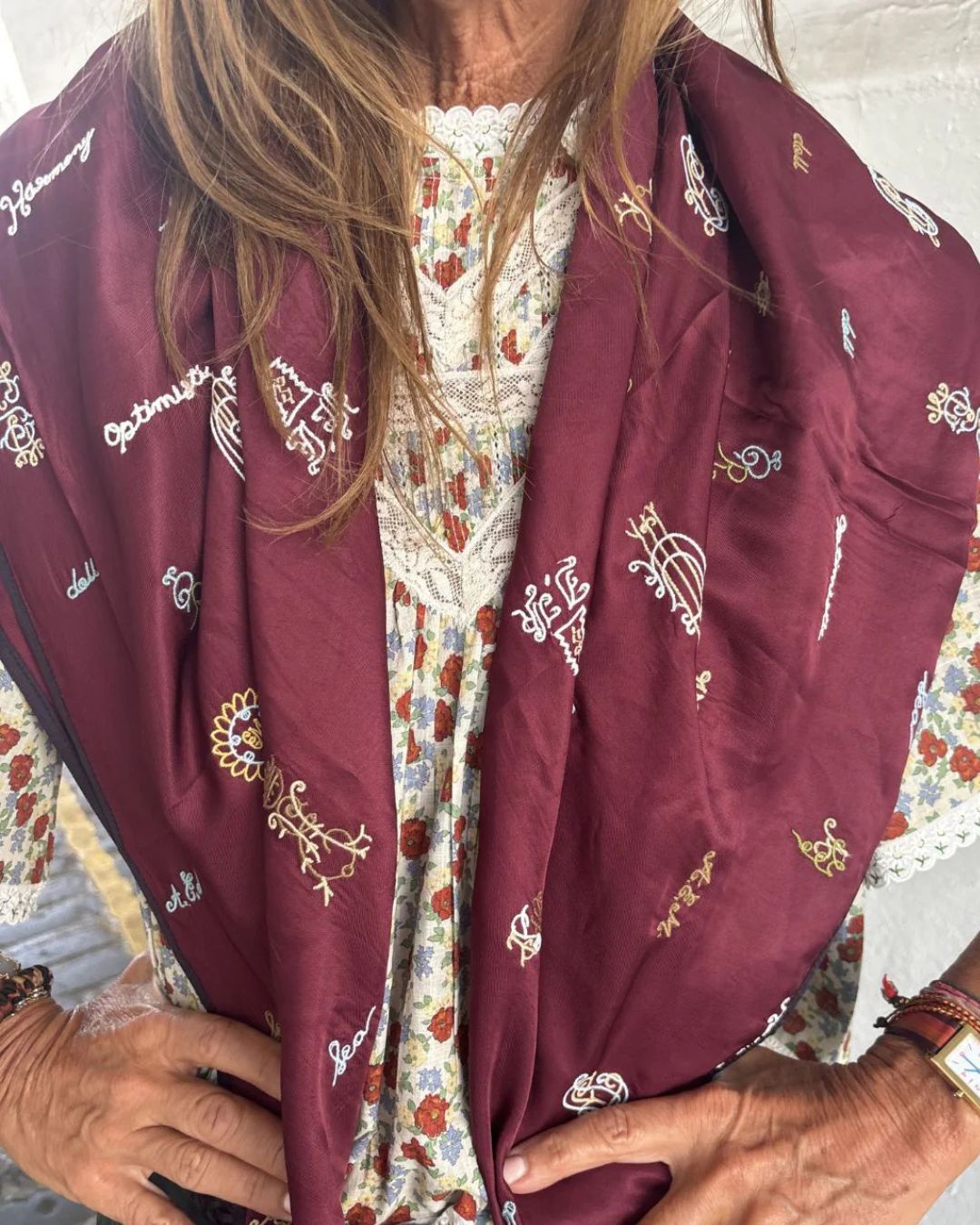 Sea New York Juliet Emb Scarf - Bordeaux