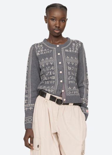 Sea New York Kit Embroidery Cardi in Charcoal