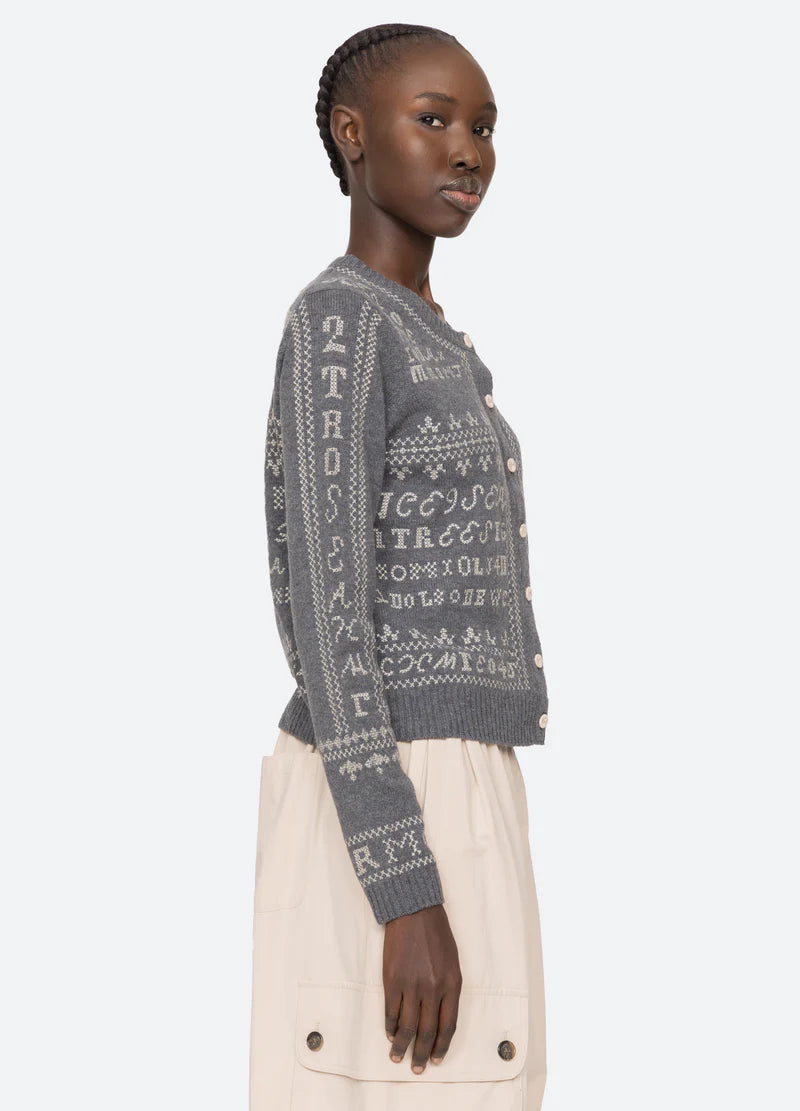 Sea New York Kit Embroidery Cardi in Charcoal