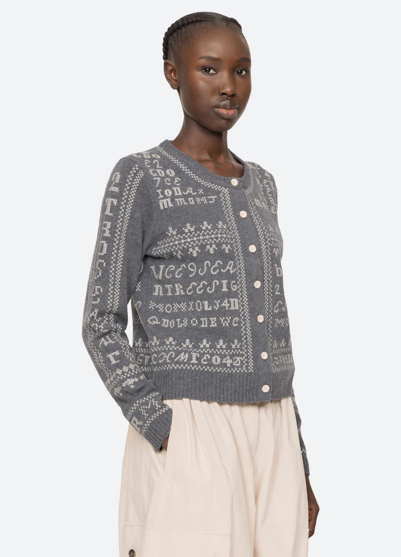 Sea New York Kit Embroidery Cardi in Charcoal