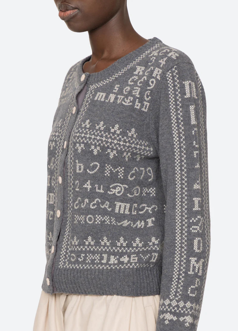 Sea New York Kit Embroidery Cardi in Charcoal