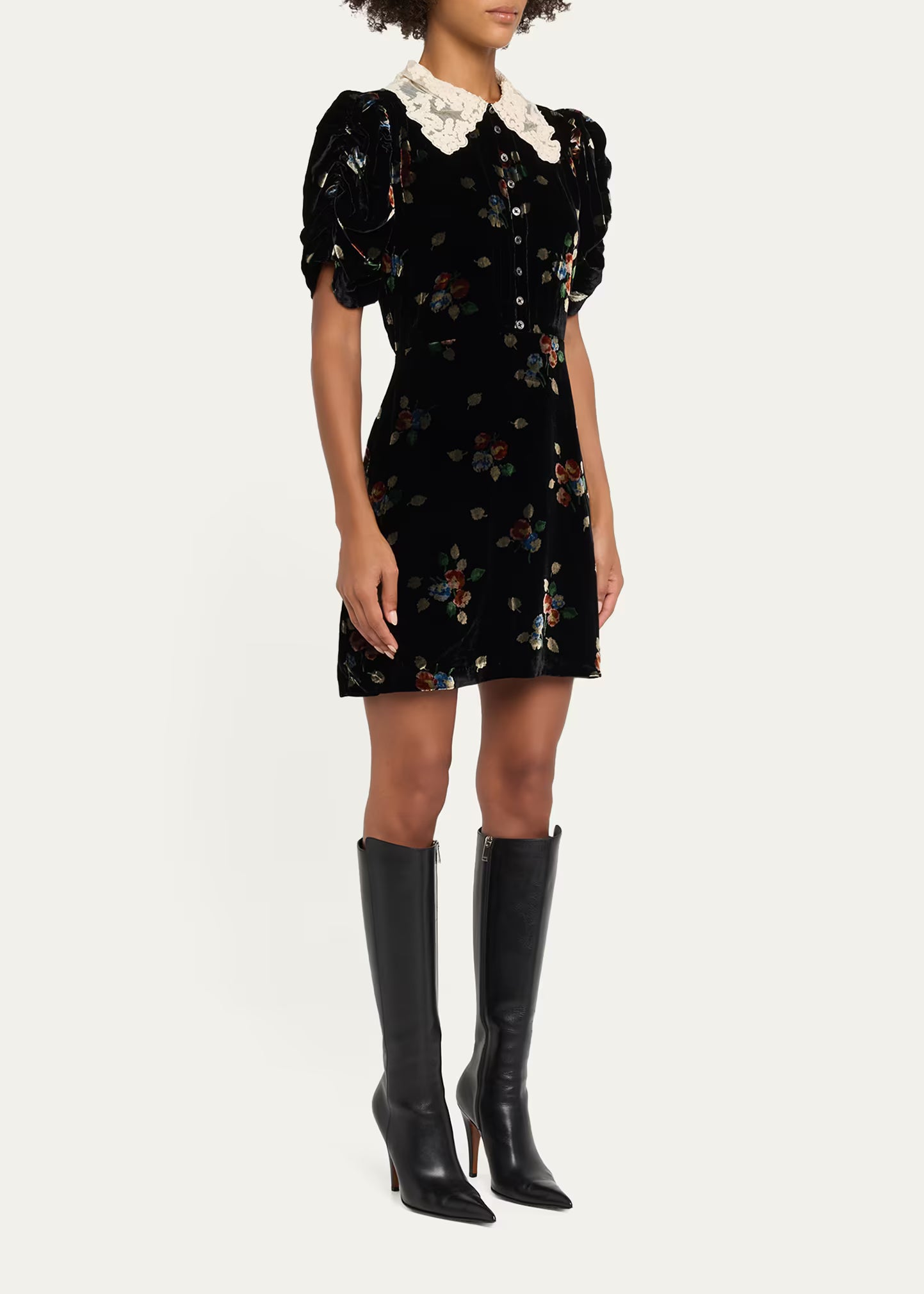 Sea New York Leda Velvet Mini Dress in Black