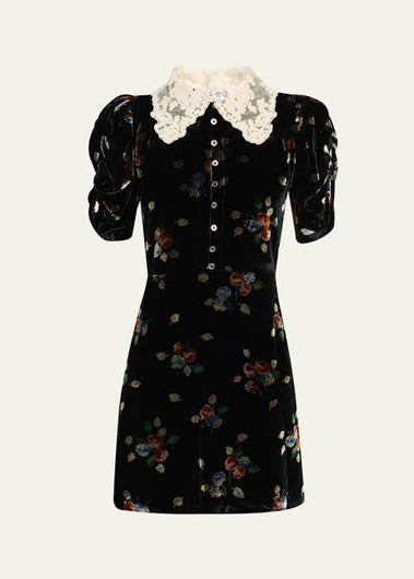 Sea New York Leda Velvet Mini Dress in Black