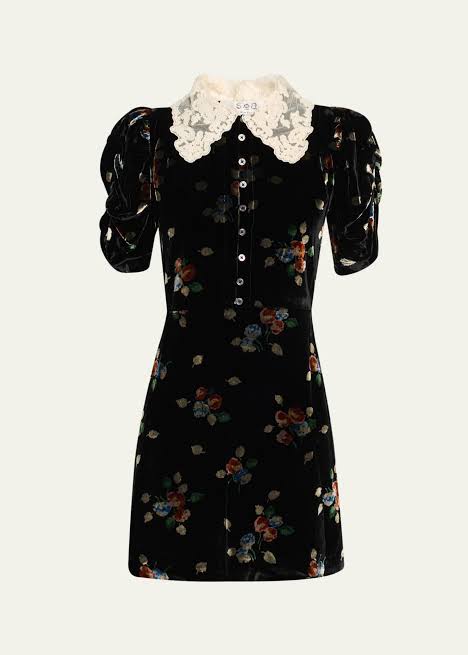Sea New York Leda Velvet Mini Dress in Black