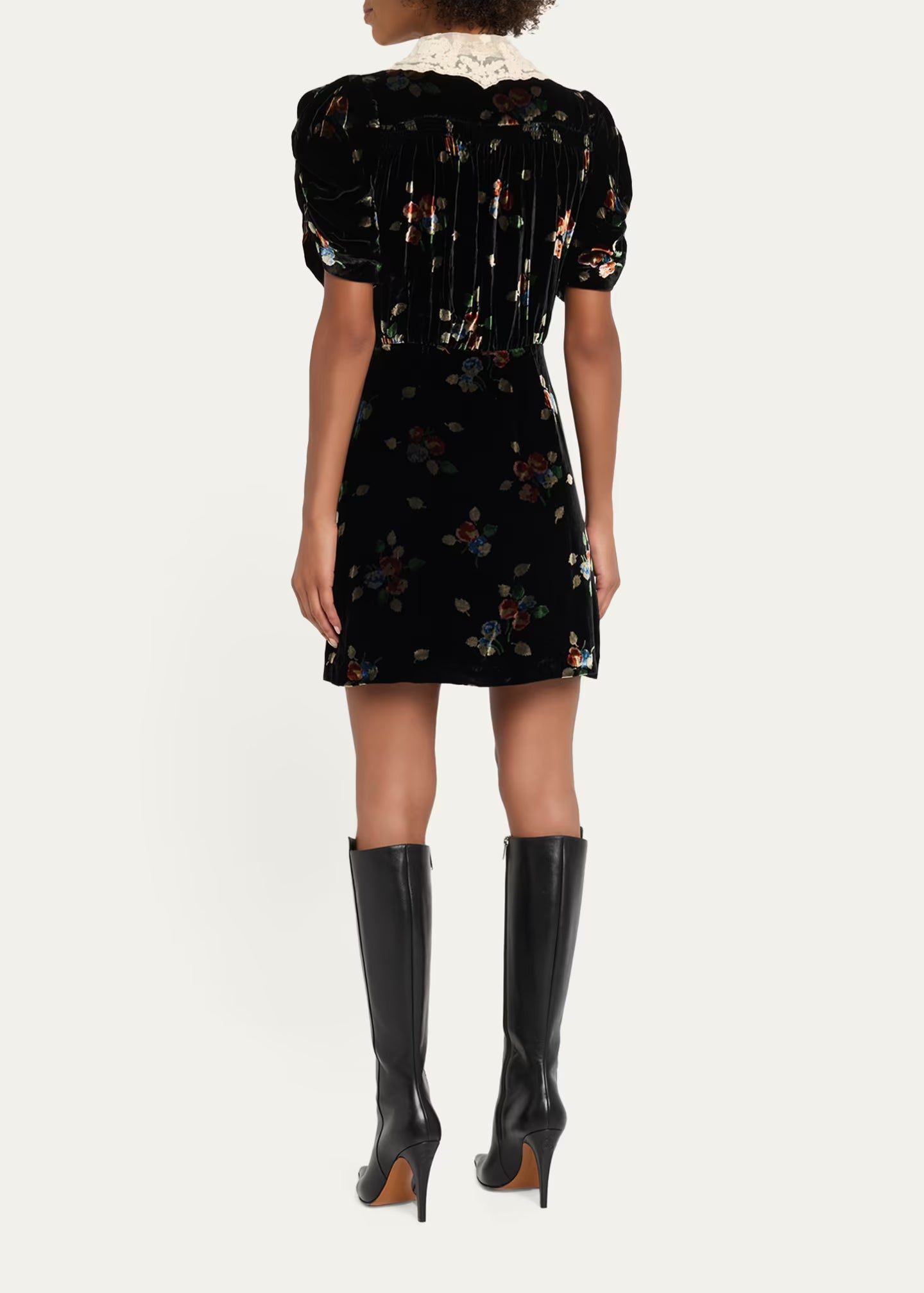 Sea New York Leda Velvet Mini Dress in Black