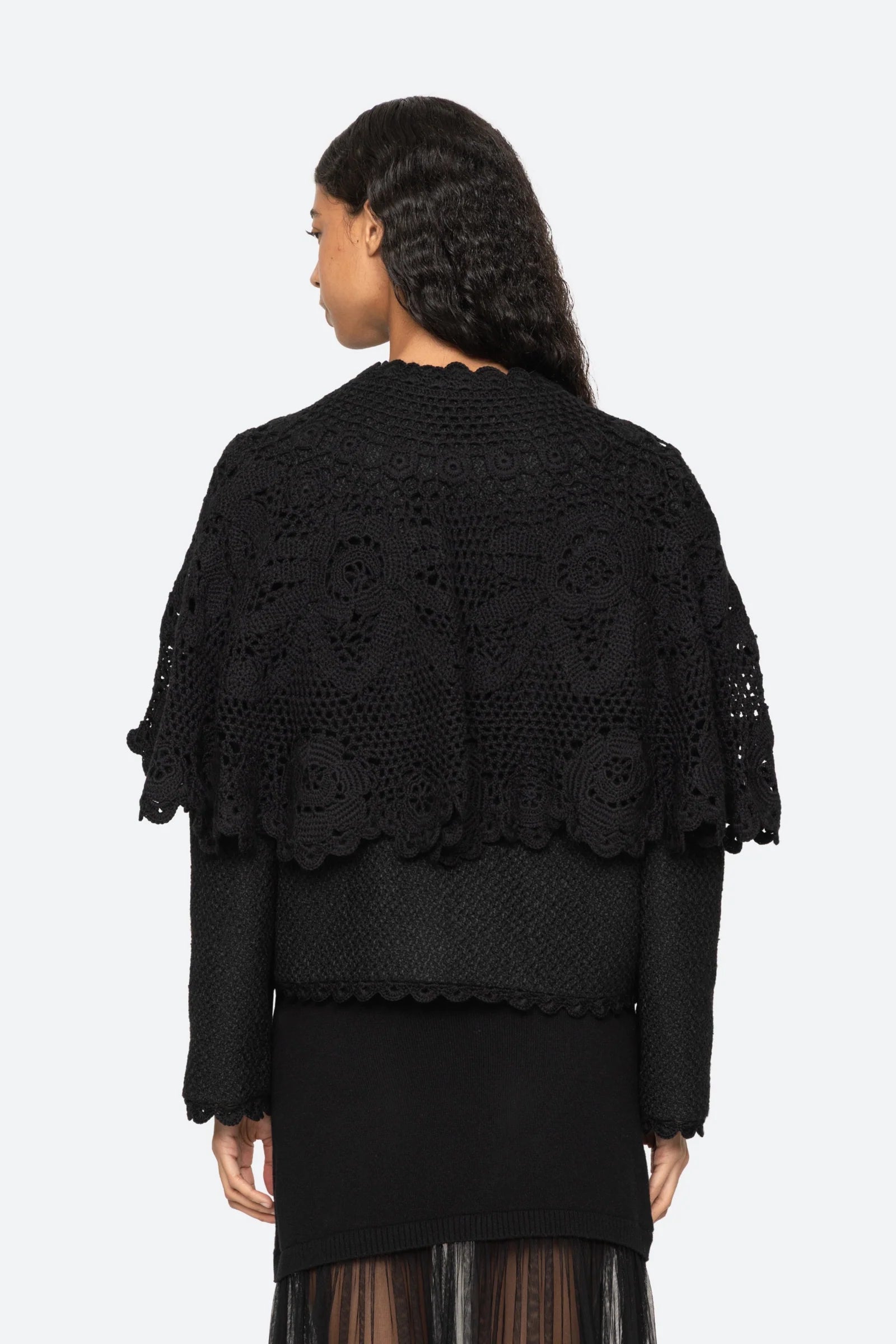 Sea New York Wright Knit Cape Jacket - Black