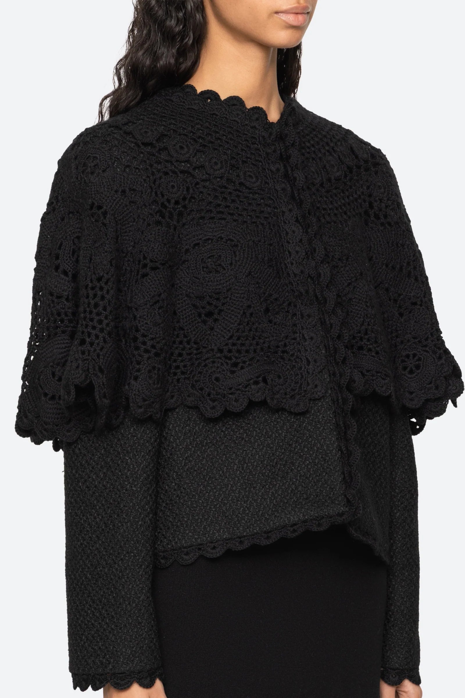Sea New York Wright Knit Cape Jacket - Black