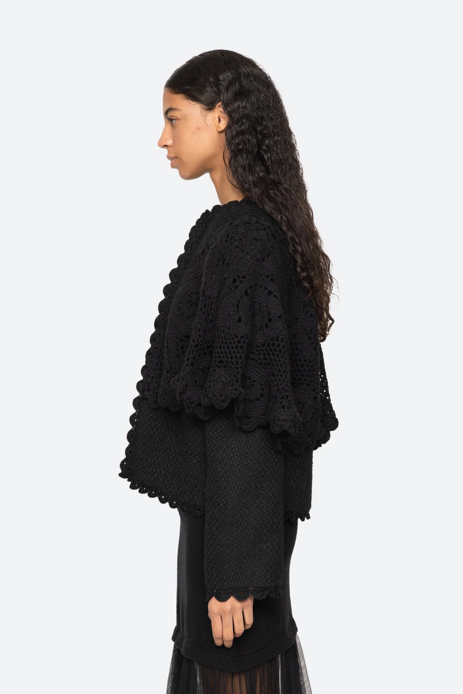 Sea New York Wright Knit Cape Jacket - Black
