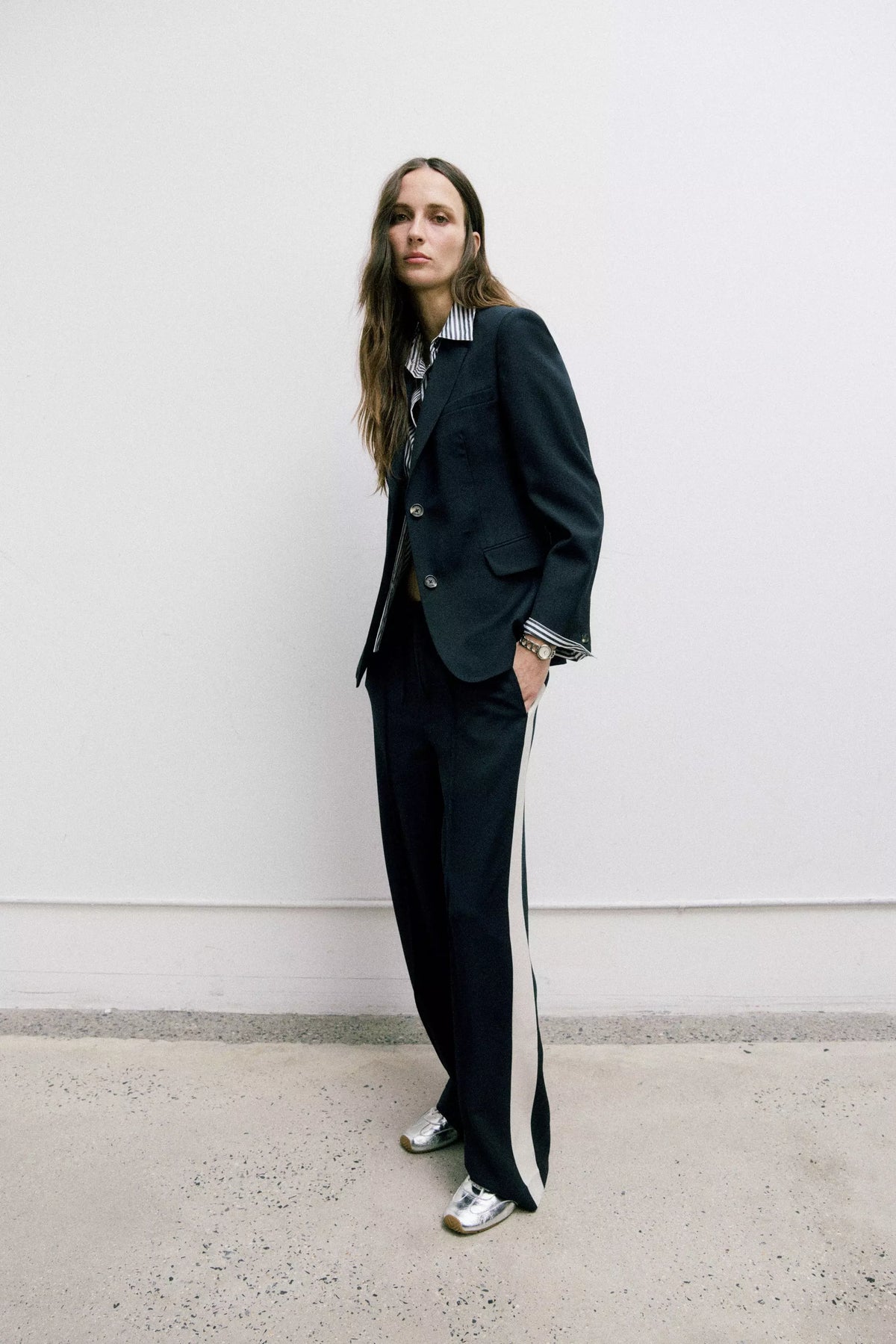 Rag & Bone Siena Wool Side Stripe Pant in Salute