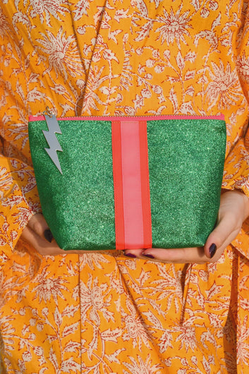 Cockatoo Washbag in Glitter Green