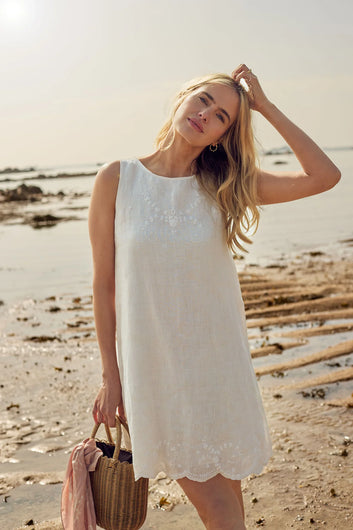 St. Clair Anna Linen Blend Dress - Pearl