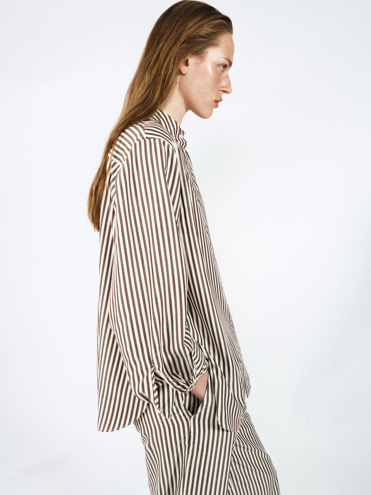 StyleIn Mandria Shirt in Brown Stripe