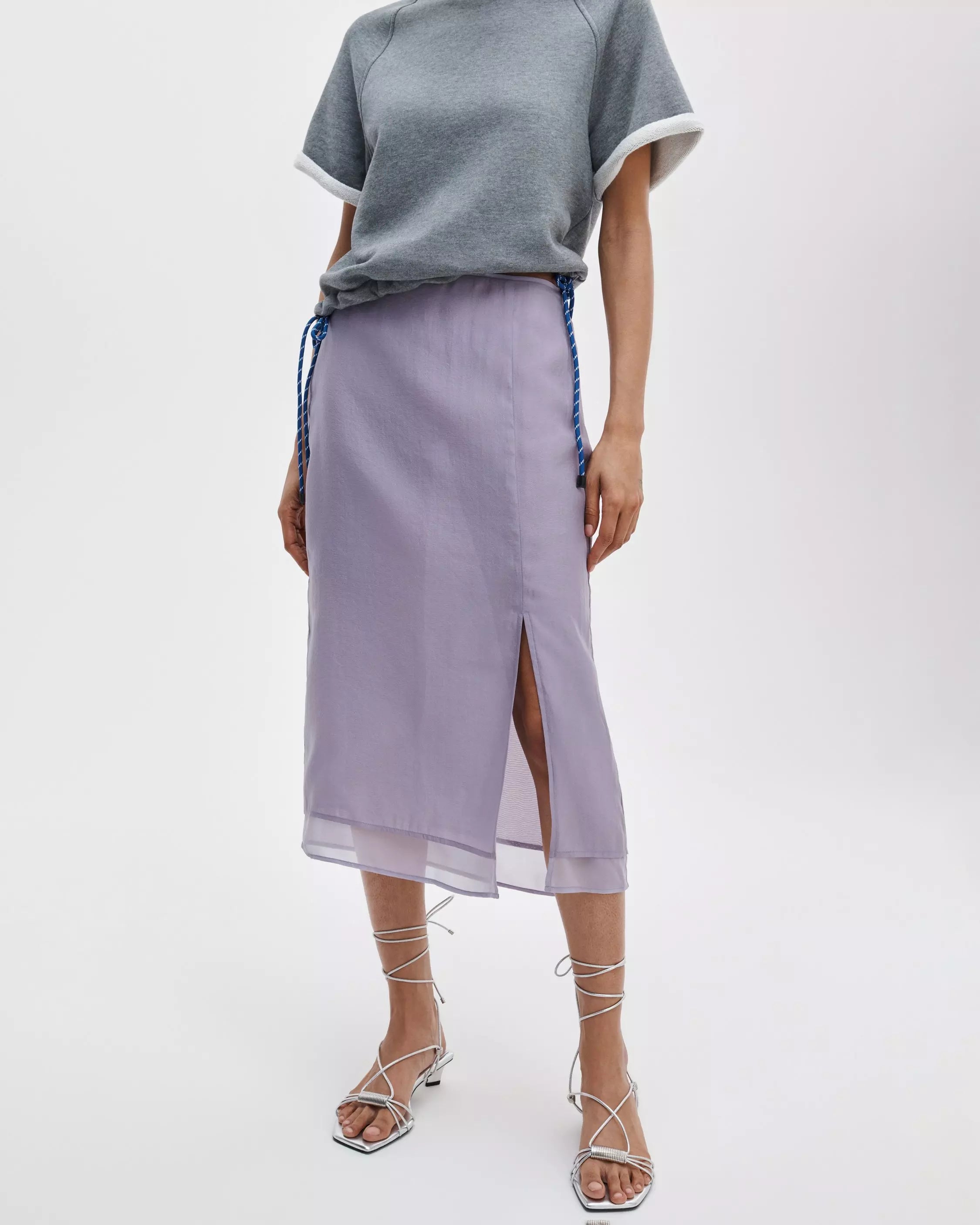 Rag & Bone Suki Organza Midi Skirt – Lilac
