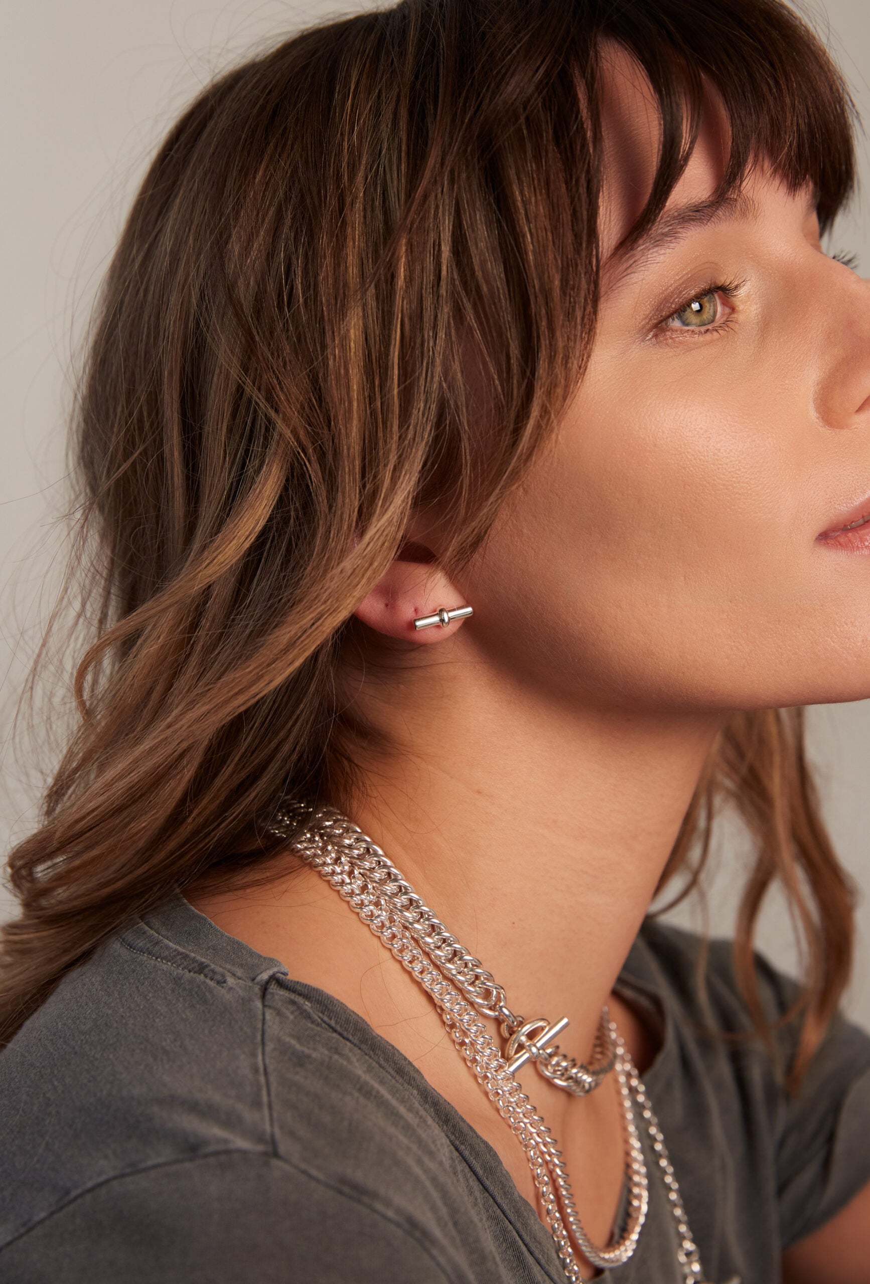 Tilly Sveaas Silver T Bar Studs