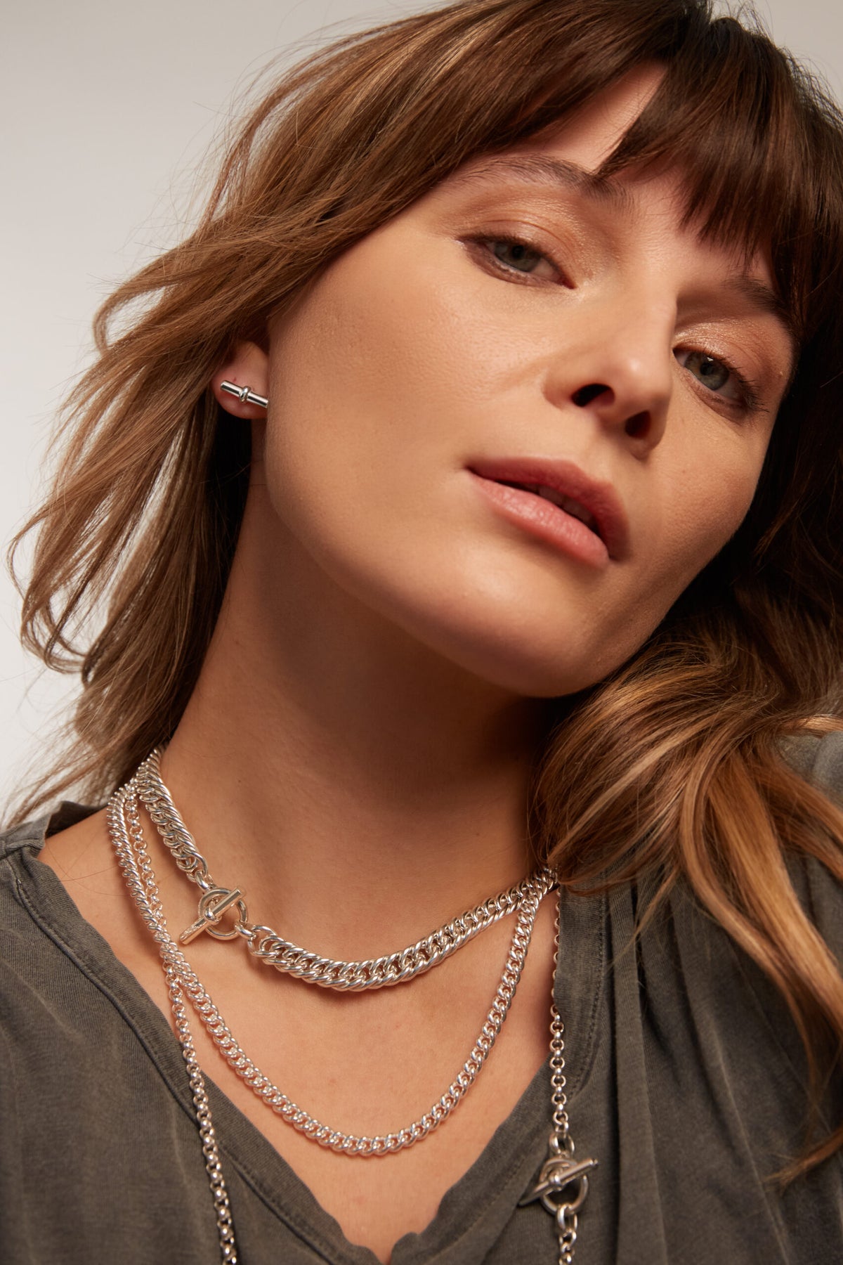 Tilly Sveaas Silver T Bar Studs