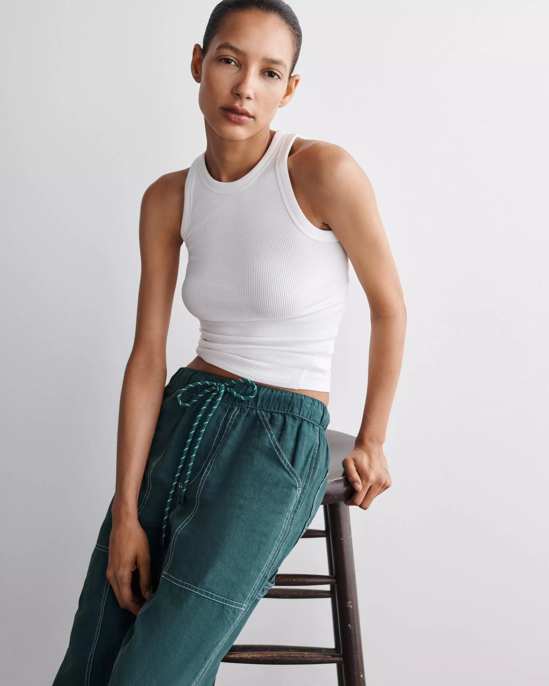 Rag & Bone Essential Rib Muscle Tank - White