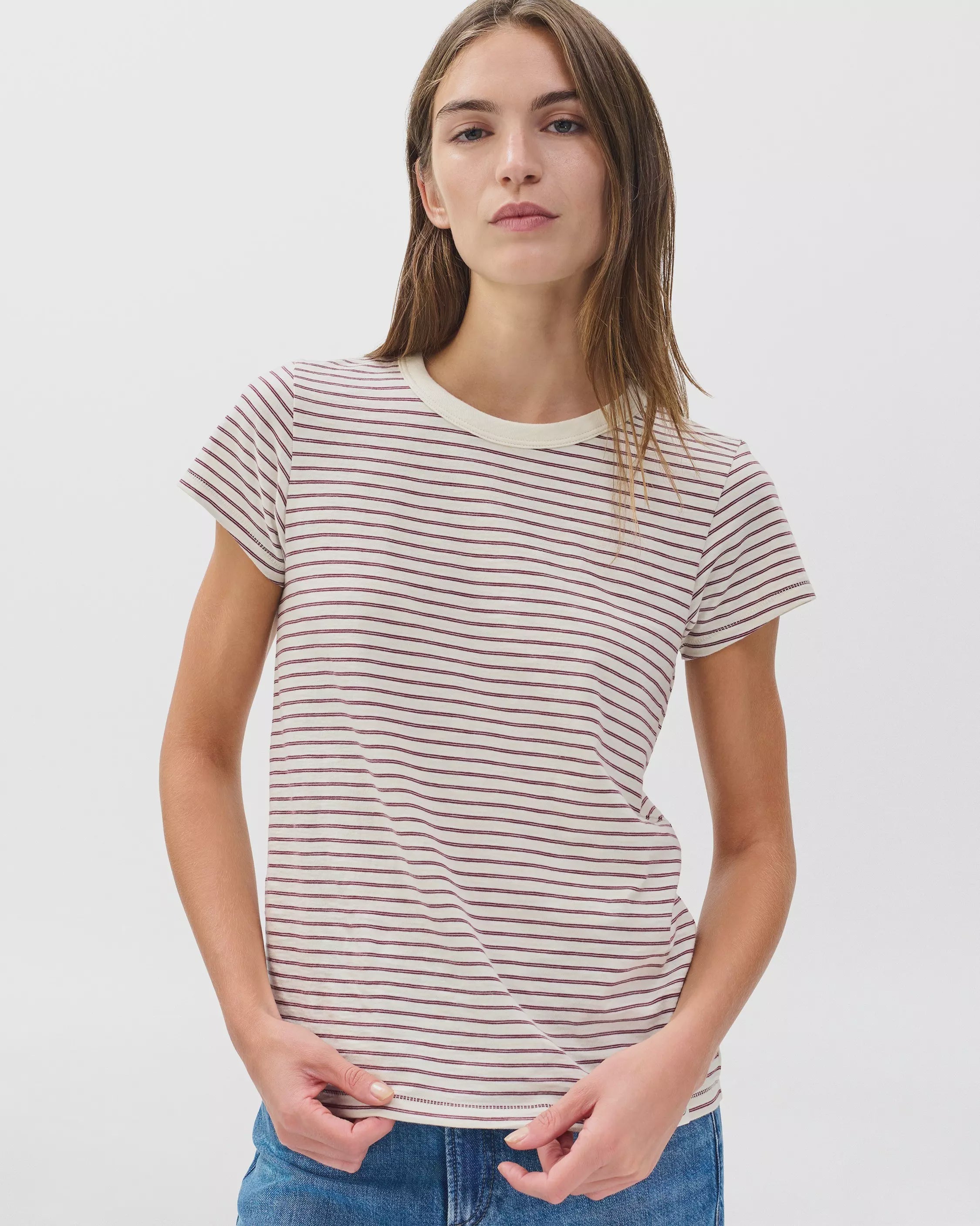 Rag & Bone The Slub Striped Tee in Laciv