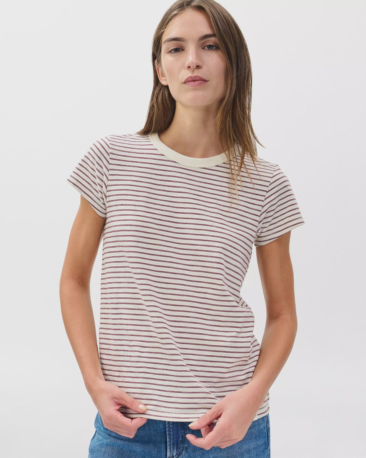 Rag & Bone The Slub Striped Tee in Laciv
