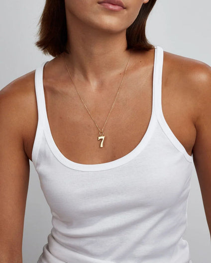 Tilly Sveaas Gold Lucky No 7 On Trace Chain