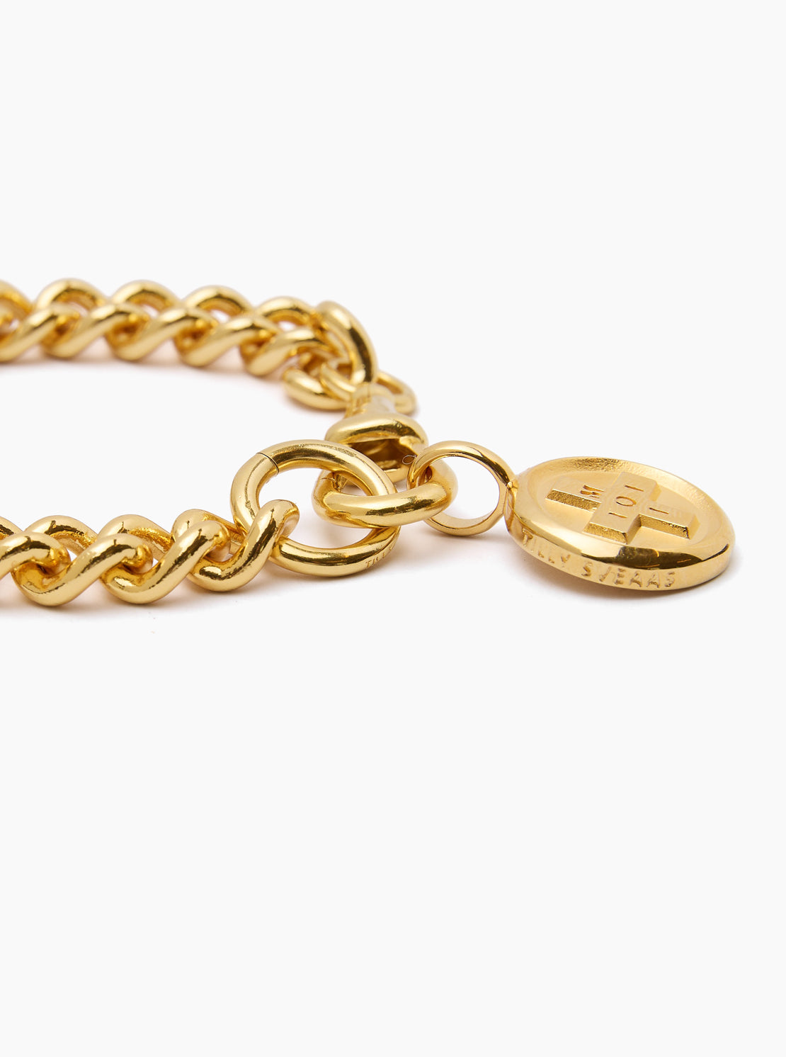 Tilly Sveaas Moi + Toi Gold Large Disc on Curb Clip Bracelet