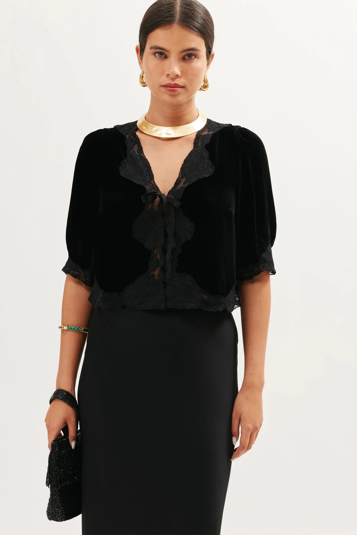 RIXO Ursula Top in Black