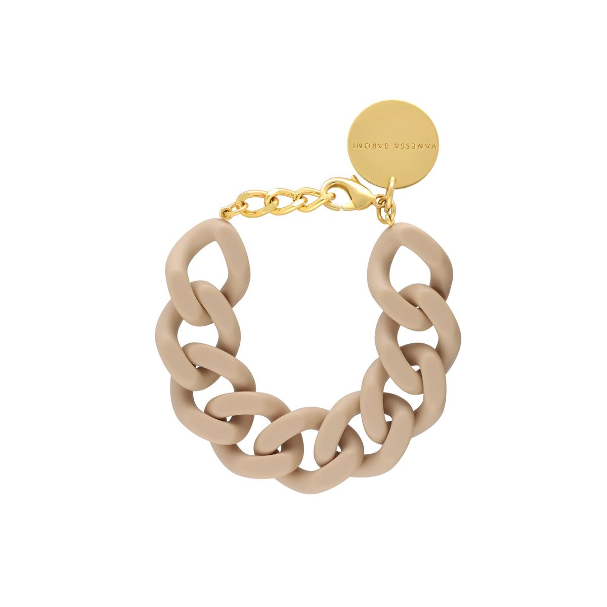 VBARONI Flat Chain Bracelet in Matt Beige