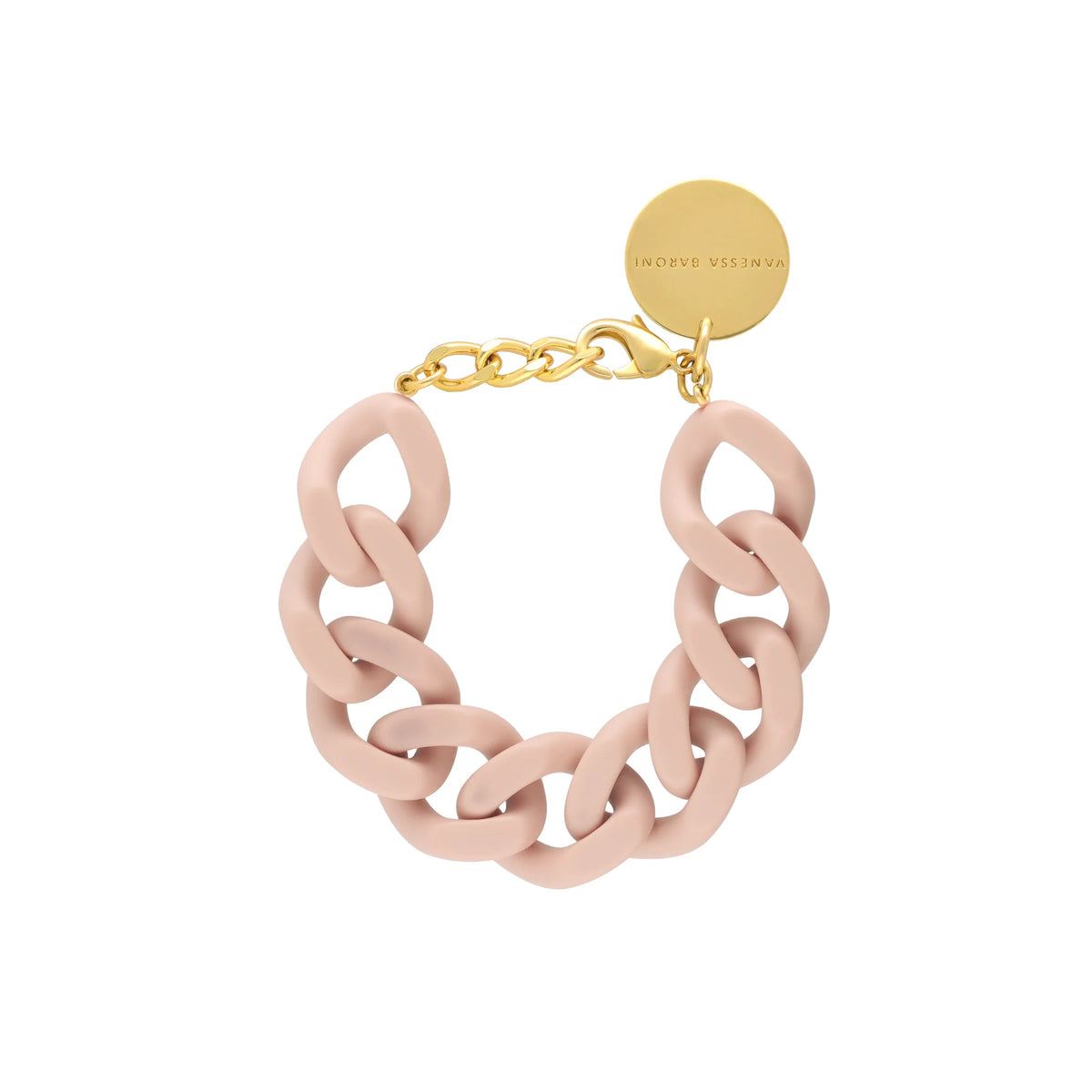 VBARONI Flat Chain Bracelet in Matt Baby Rose