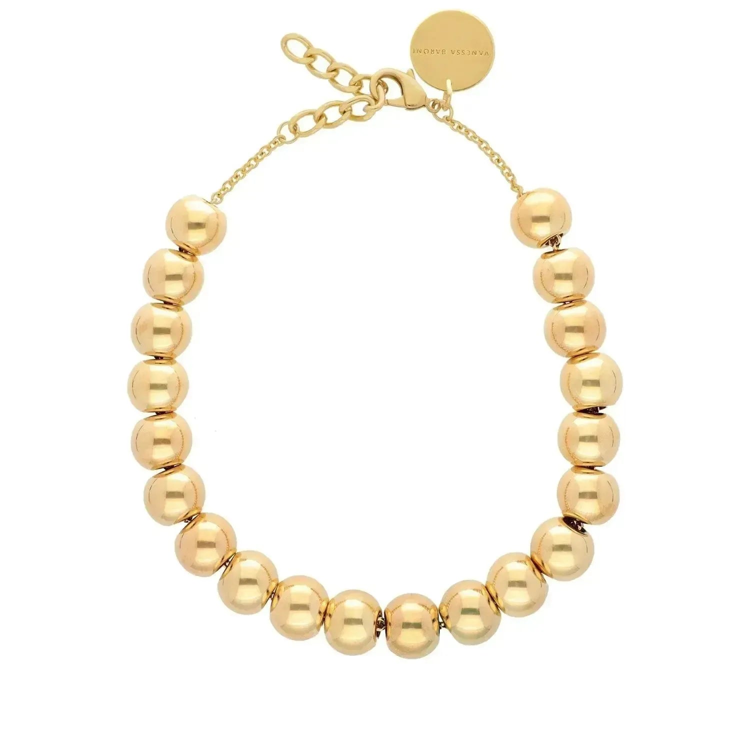 VBARONI Small Bead Necklace in Vintage Gold