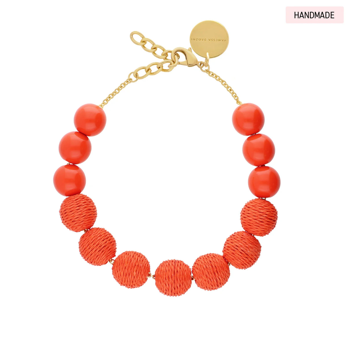 Vanessa Baroni Raffia Beads in Orange