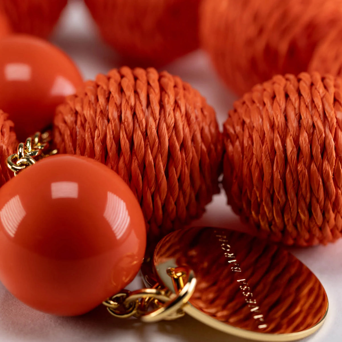 Vanessa Baroni Raffia Beads in Orange