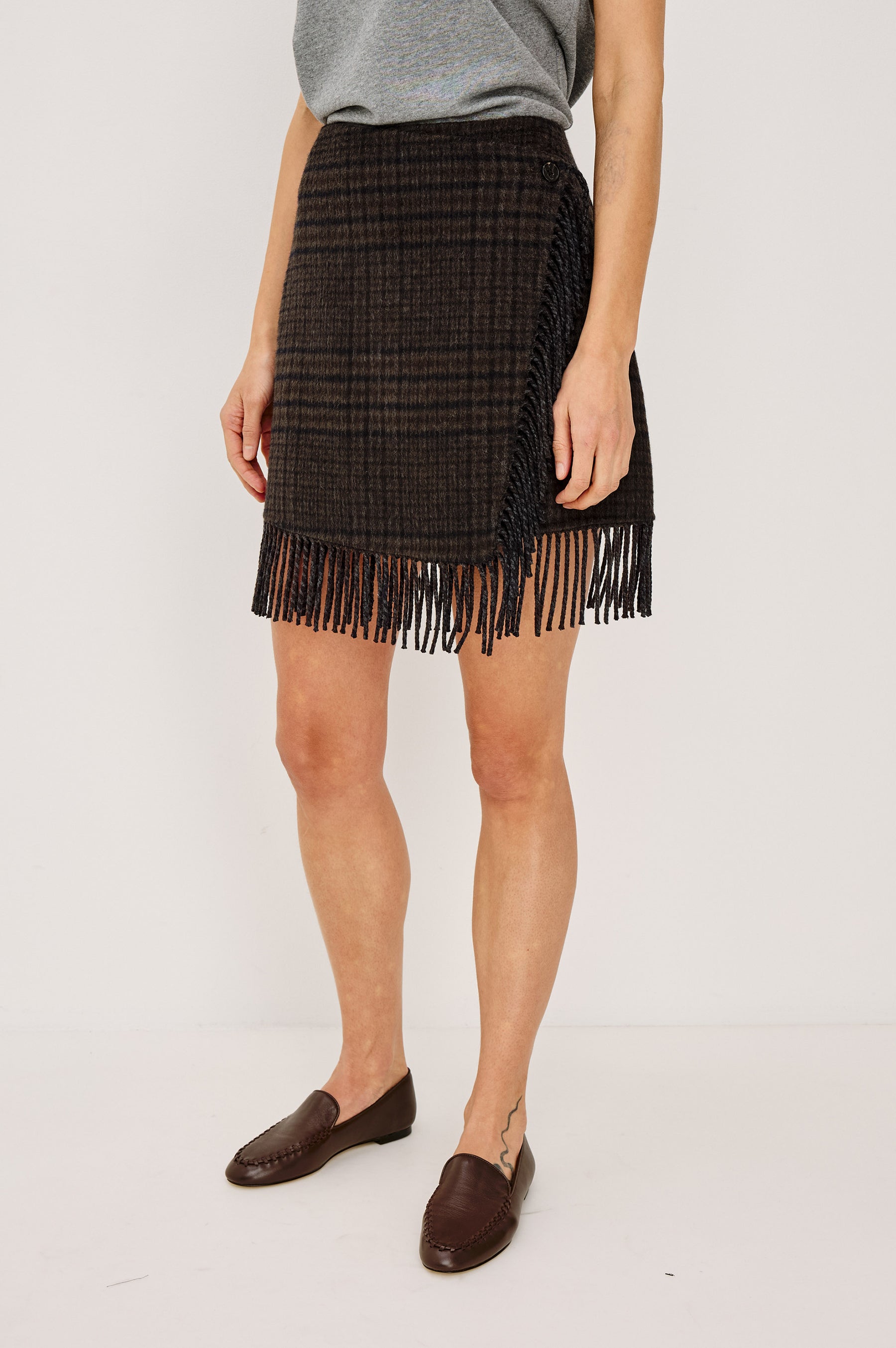 Rails Vista Skirt in Highland Plaid | Wool Blend Fringe Mini