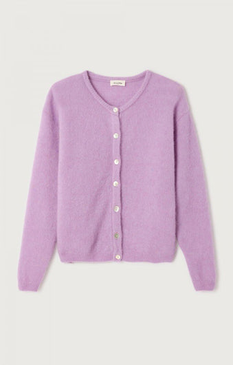 American Vintage Vitow Knit Cardigan in Lavender Chine
